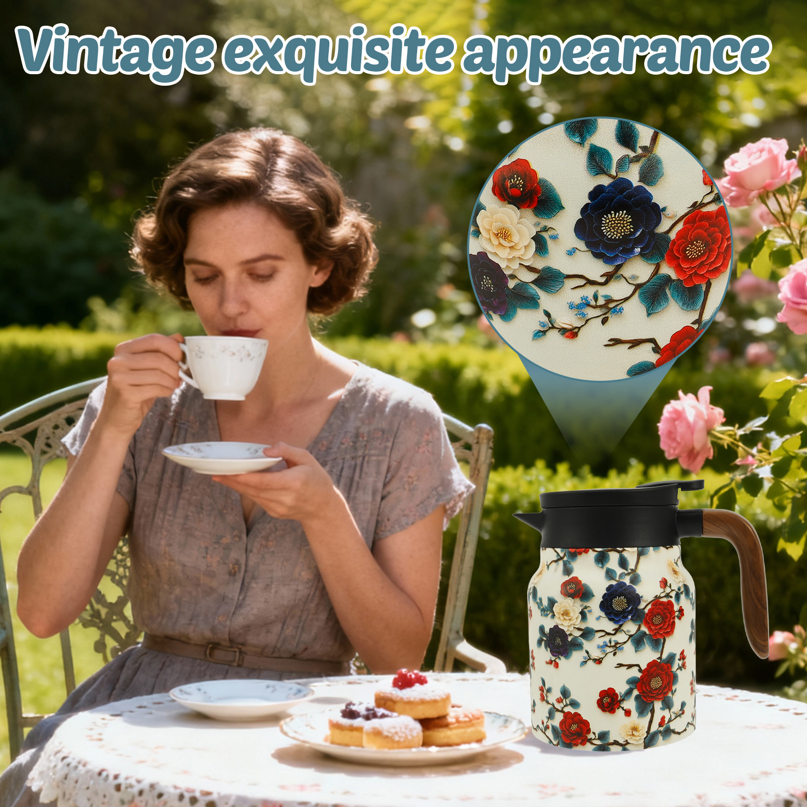 Vintage Floral Tea Thermos Sta - Vintage Coffee Equipment avaliação e preço