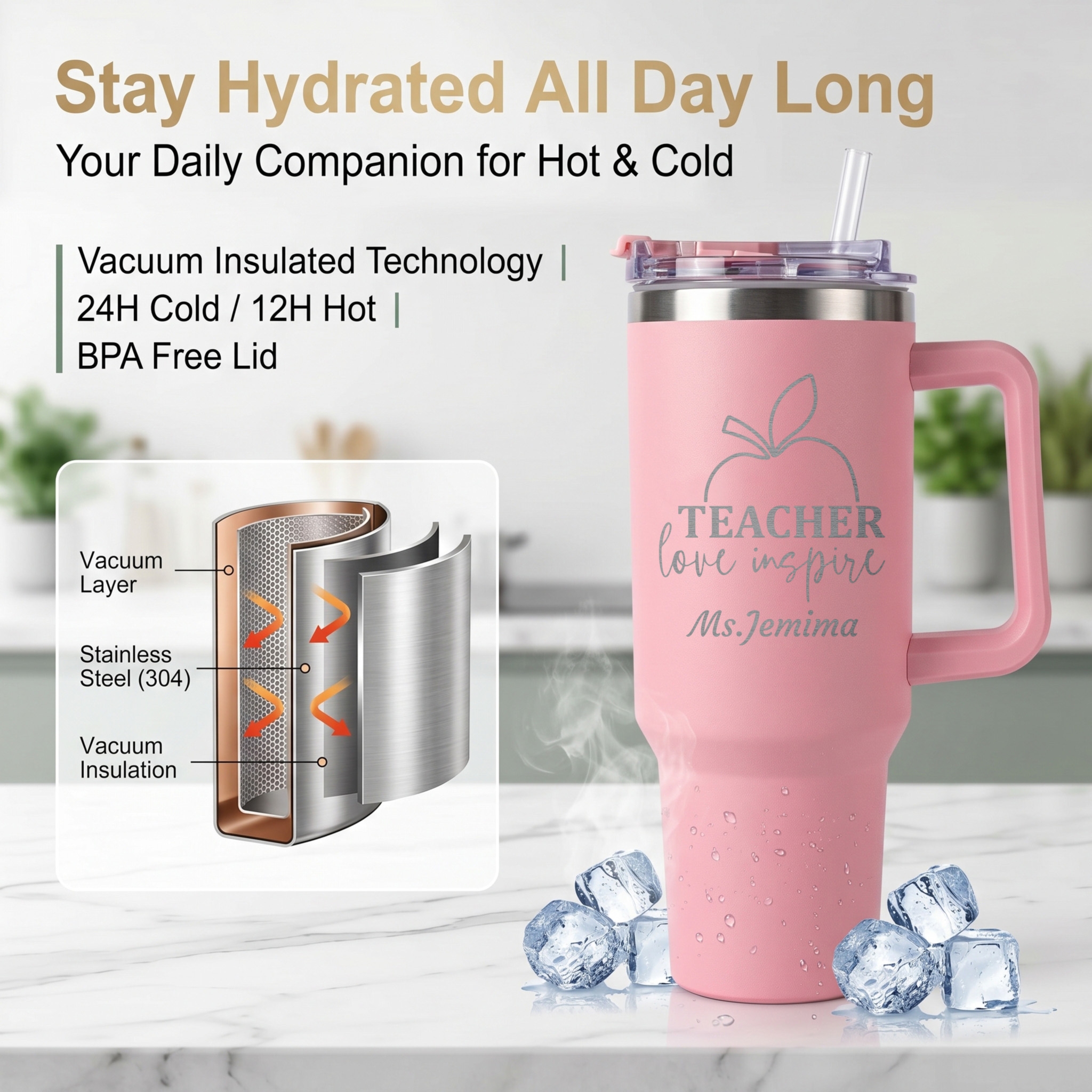 1L Teacher personalized text b - Coffee Equipment Gift avaliação e preço