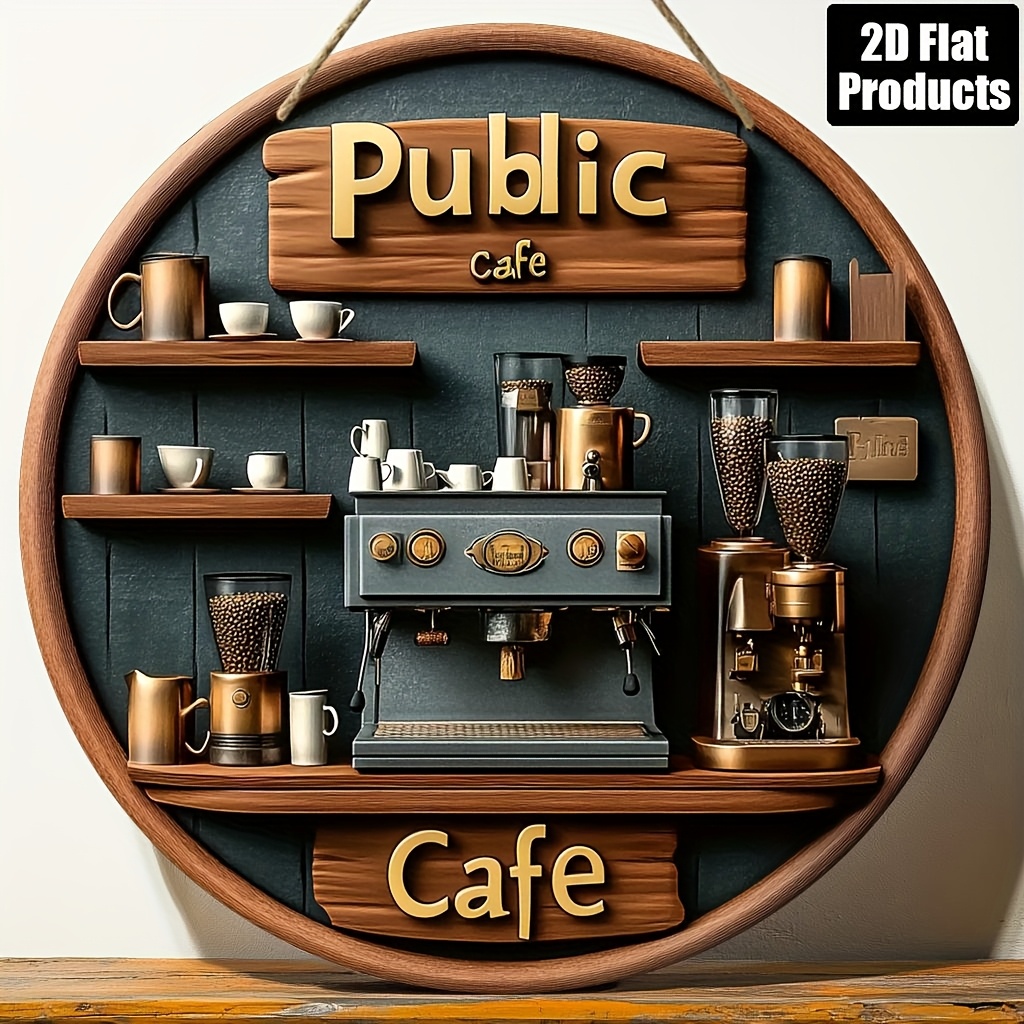2D Flat, 1pc Vintage Round Woo - Vintage Coffee Equipment avaliação e preço