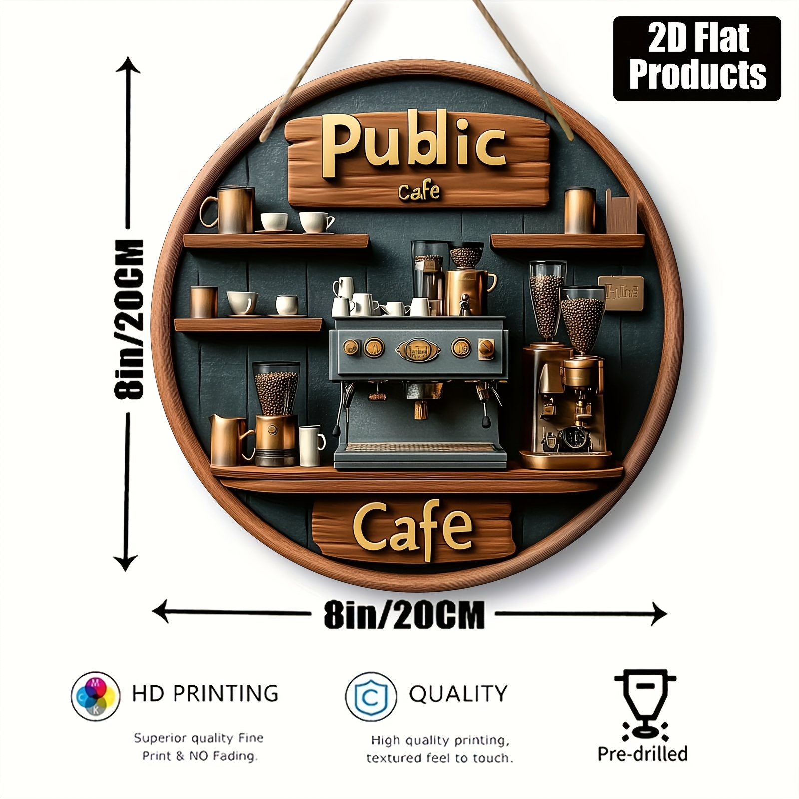 2D Flat, 1pc Vintage Round Woo - Vintage Coffee Equipment avaliação e preço