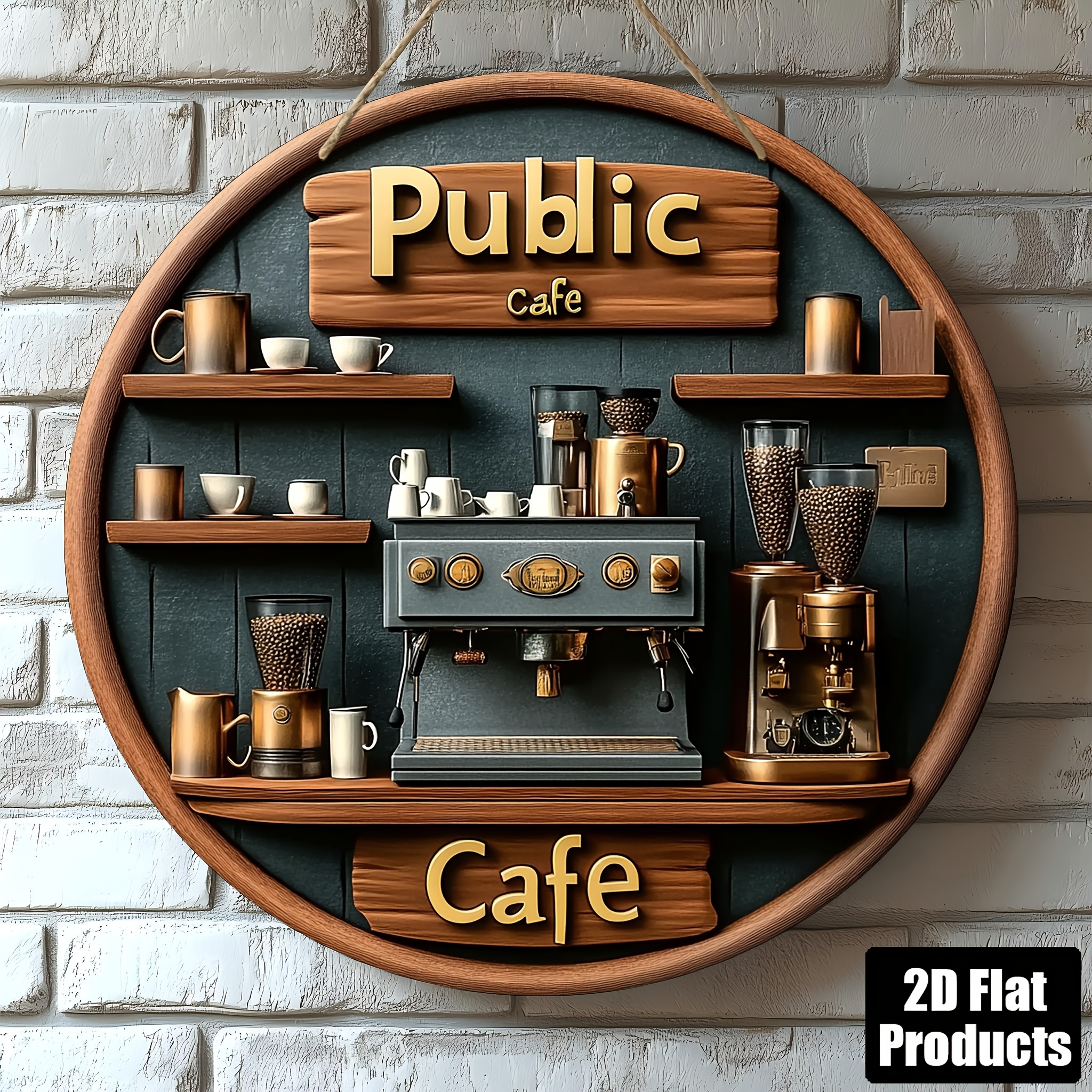 2D Flat, 1pc Vintage Round Woo - Vintage Coffee Equipment avaliação e preço